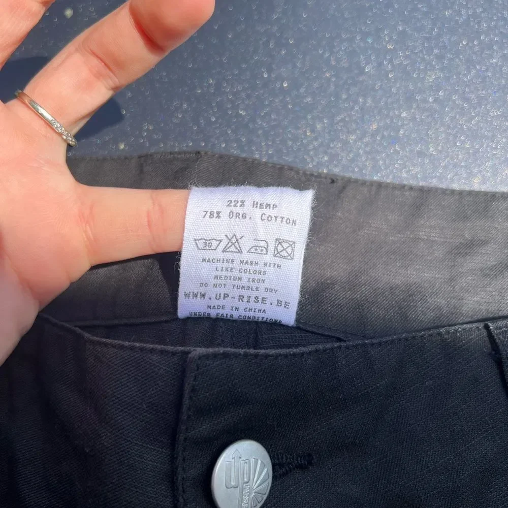 Hemp Organic Cotton Black Chino Work Pants size 34 Vegan